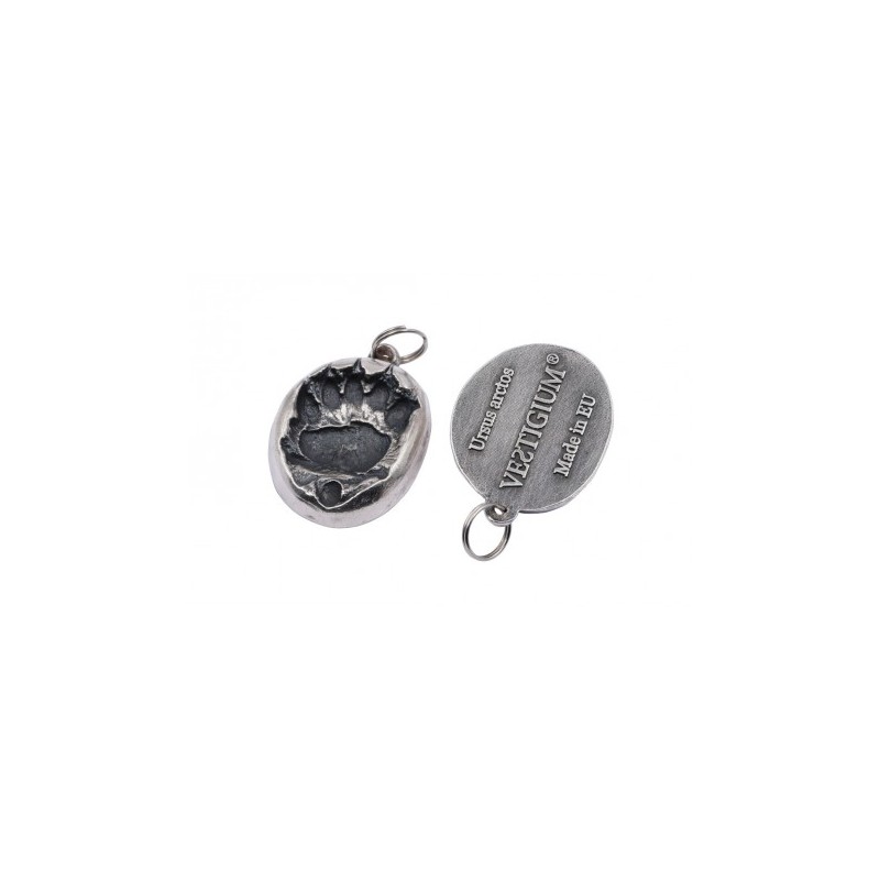 VESTIGIUM® bear paw silvered metallic pendant reduced size -1:7
