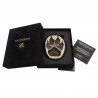 Bronze wolf paw size 1:1, luxury velvet box, and authenticity certificate.